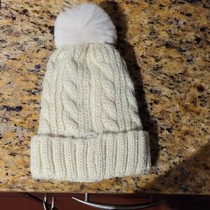 Cozy Cream Knit Beanie with Pom Pom
